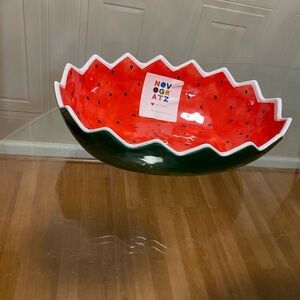 Novogratz ~ Melamine Watermelon Salad Fruit Serving Bowl, 12" X 09”New